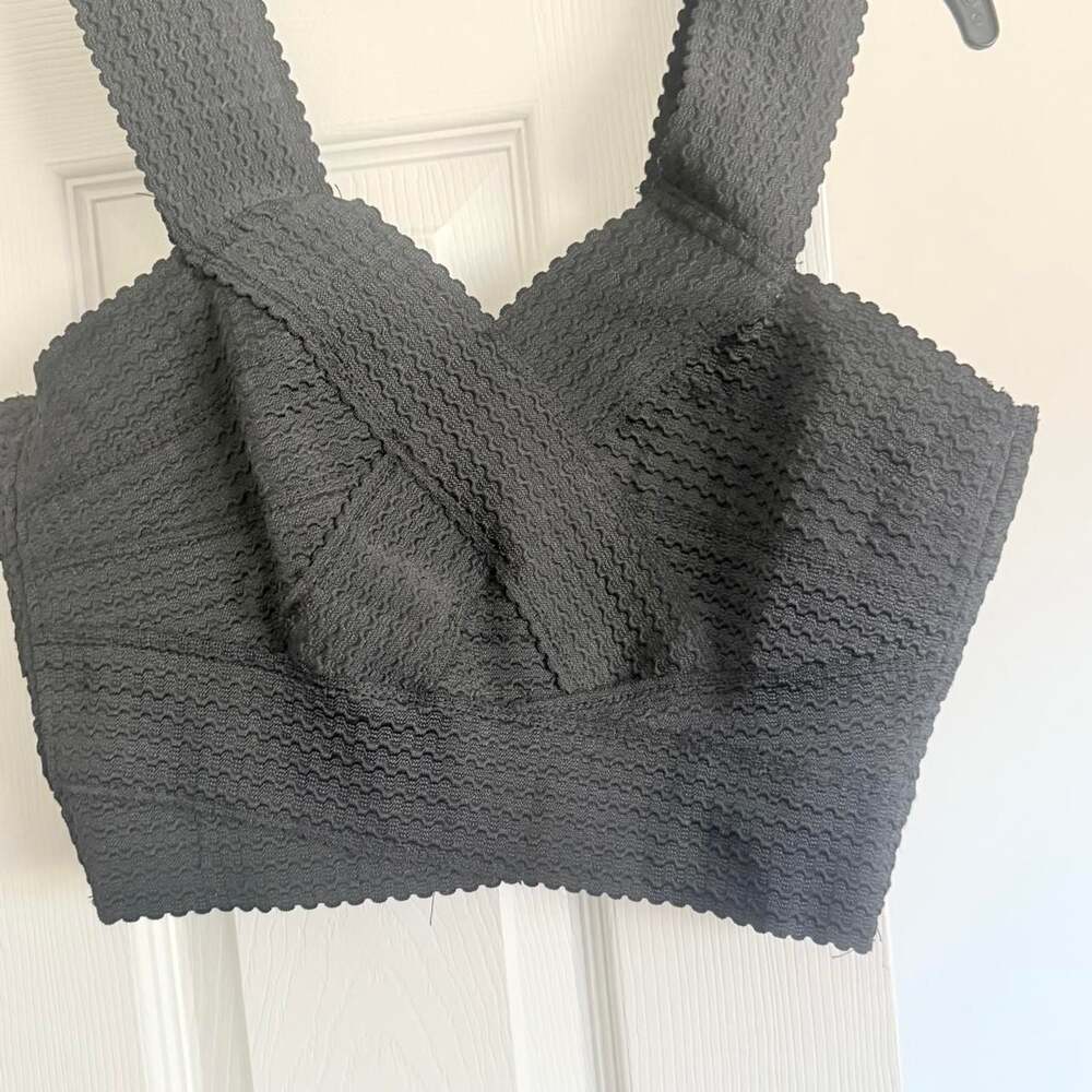 Contempo Casuals Crisscross Textured Crop Top